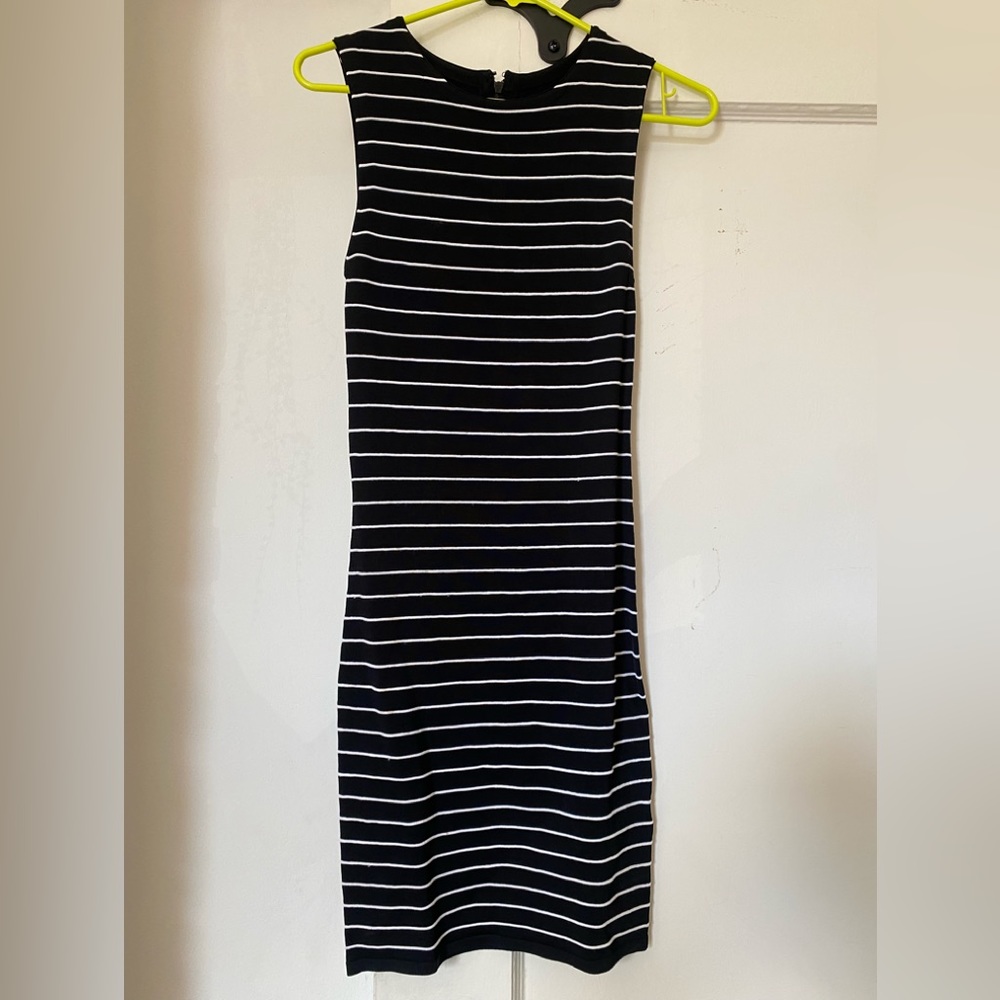 Alice and Olivia black/white striped dress